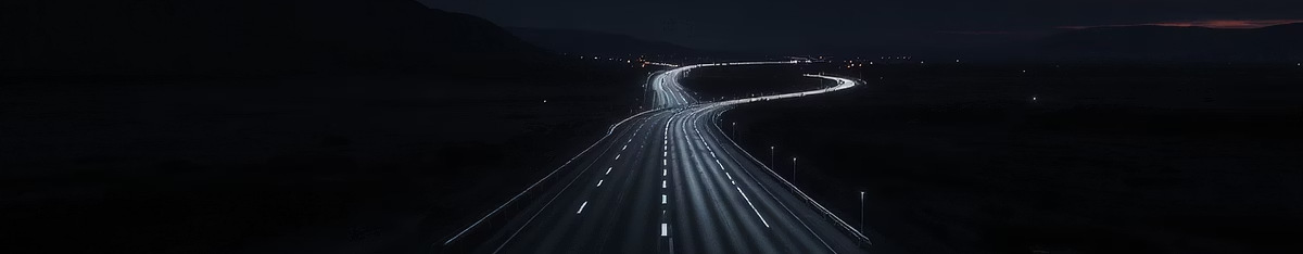 Highway at night with motion-trail lights